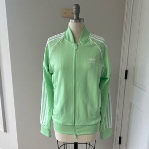 Adidas Women's Mint Bomber Jacket with White Stripes